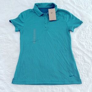 Nike Women’s Golf Shirt Size X-Small XS Teal Aqua Print Dri-Fit Polo NEW NWT